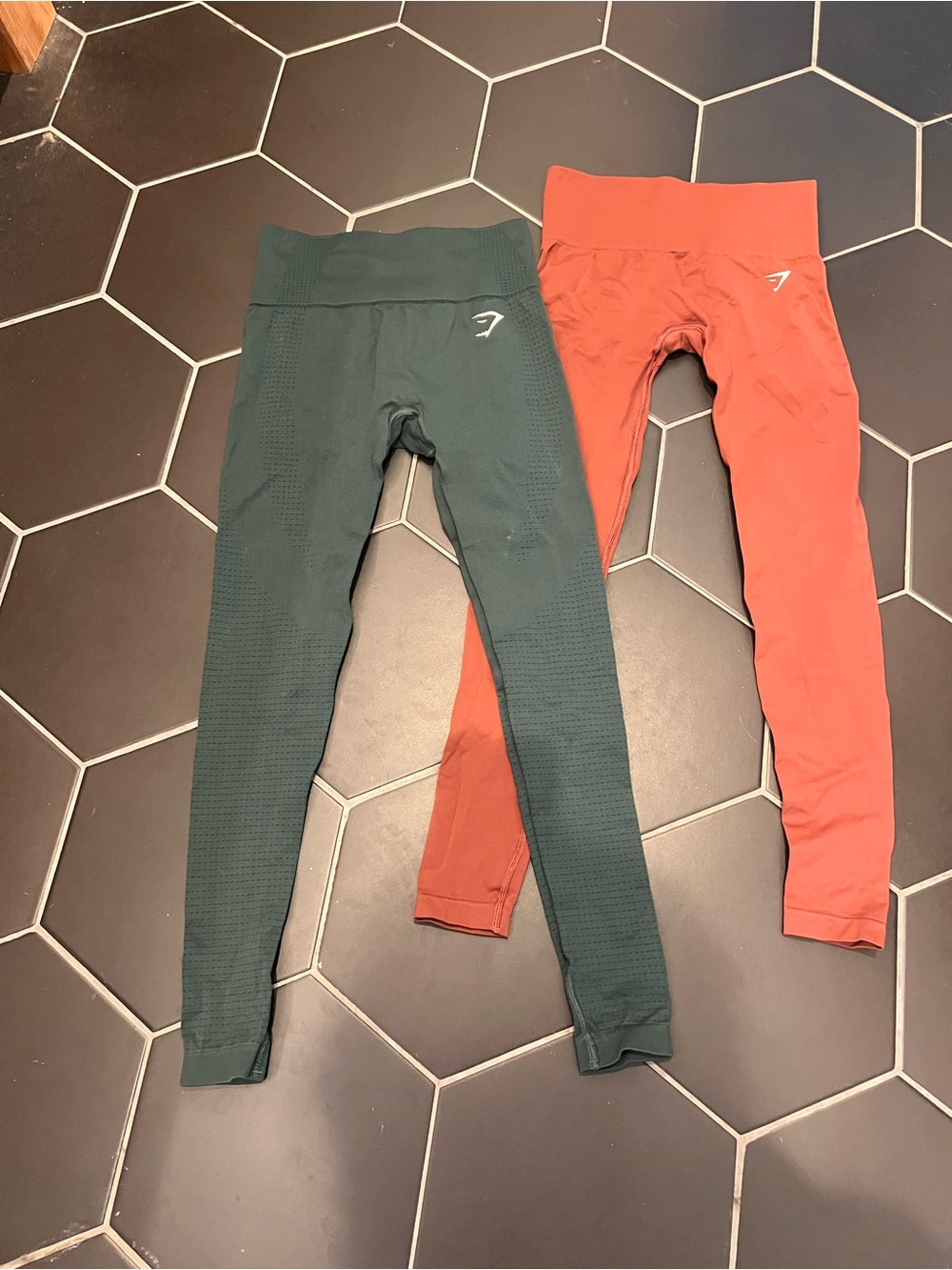 Gymshark Wonens Seamless Leggings Duo - Deep Green & Rust Orange
